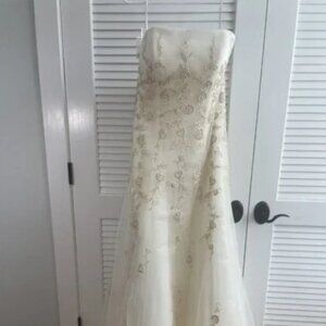 Wtoo Brides by Watters Strapless Ivory Embroidered Wedding Dress Gown Sz 10 NWT